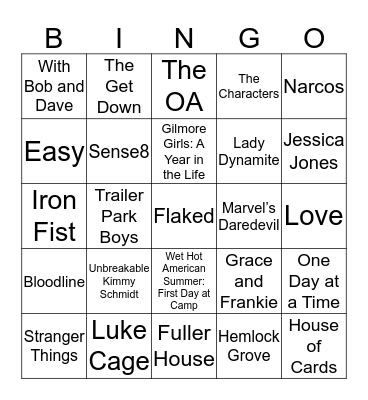 Netflix Originals Bingo Card