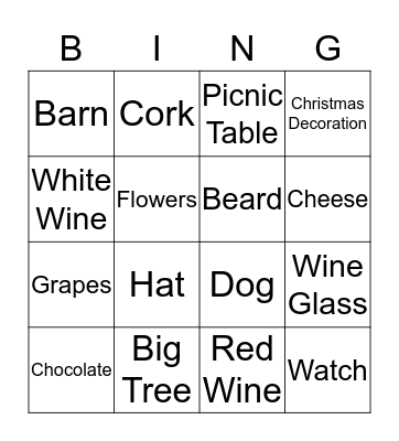 Wine Bingo Card