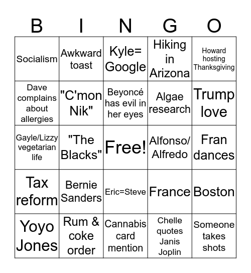 Calderon Bingo Card