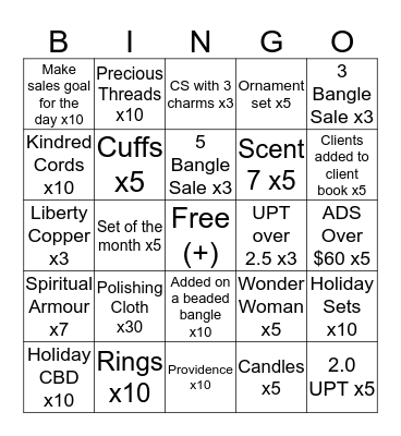 Holiday Bingo!! Bingo Card