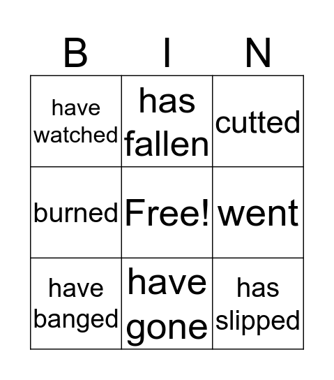 present perfect vs past simple Bingo Card