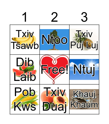 Hmoob Bingo  Bingo Card