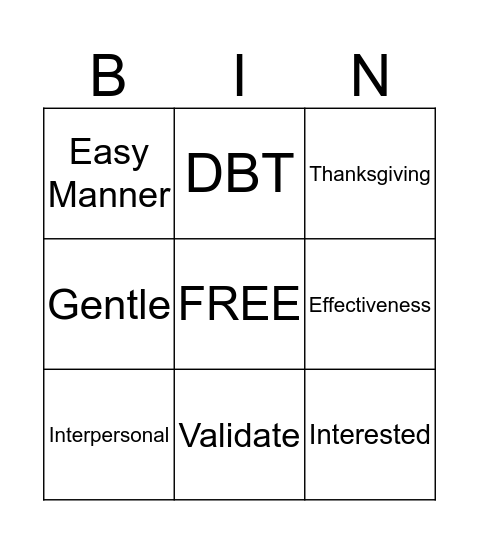 Interpersonal Effectiveness Bingo Card