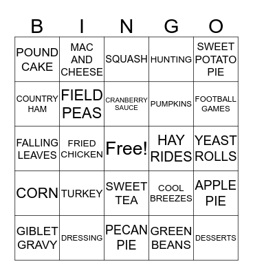 THANKSGIVING 2017 Bingo Card