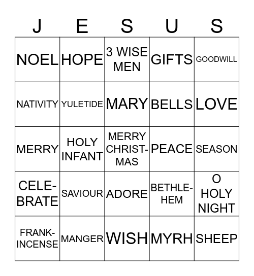 CHRISTMAS BINGO Card