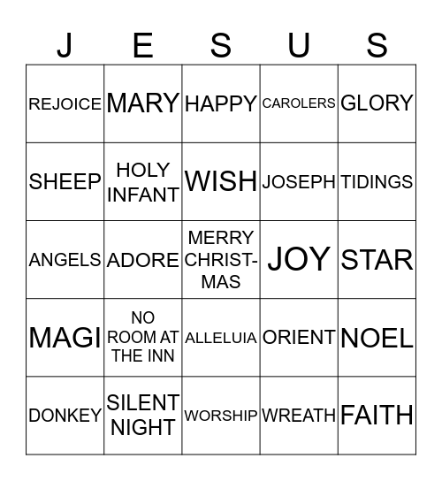 CHRISTMAS BINGO Card
