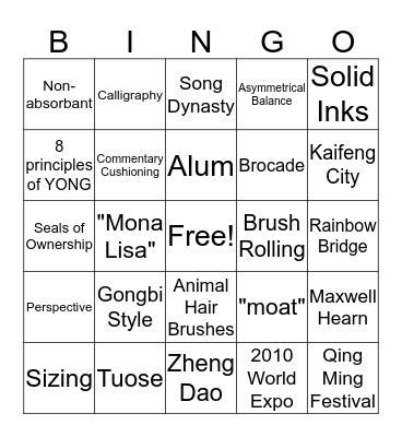 Chinese Scroll Paintings Bingo Card