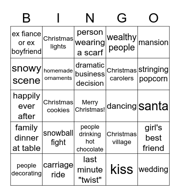 Hallmark Channel Bingo Card