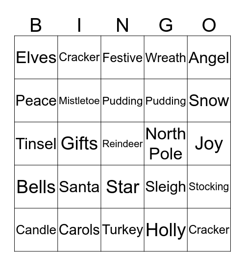 Merry Christmas BINGO Card