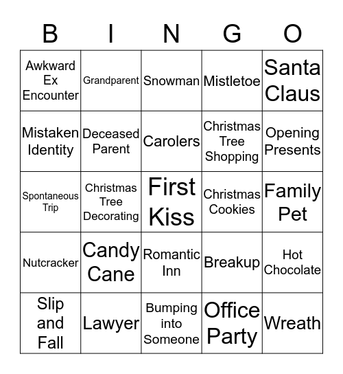 Hallmark Movie Bingo Card