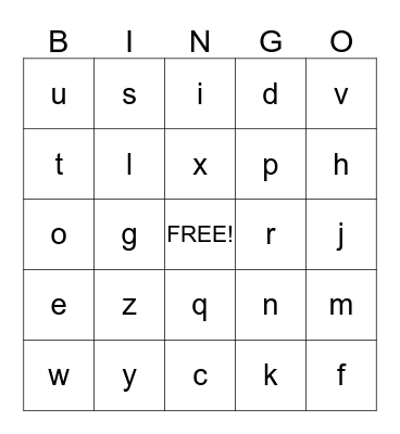 Alphabet Bingo Card