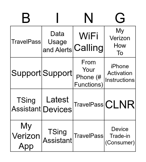 One Message Challenge! Bingo Card