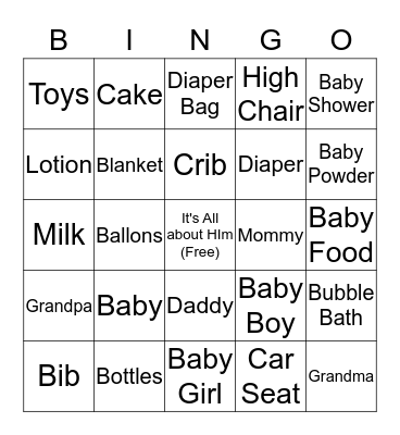 Monique's Baby Shower "It's all about HIM" Bingo Card