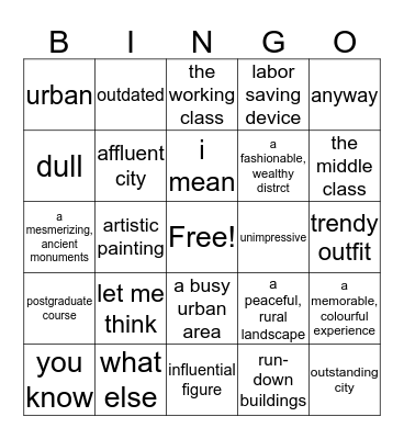 Speaking Unit 8 Ielts Bingo Card