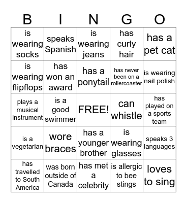 Find Someone Who.... Bingo Card