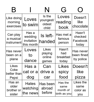 FIND SOMEONE WHO Bingo Card