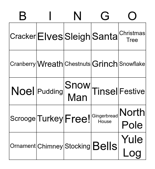 Merry Christmas BINGO Card