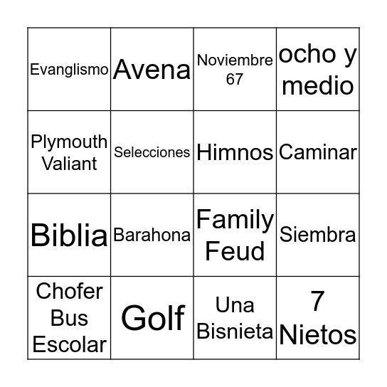 Ignacio's 80th Birthday Bingo Card
