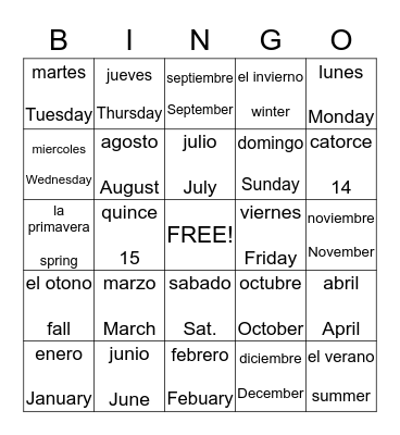 Chapter 1 Bingo Card