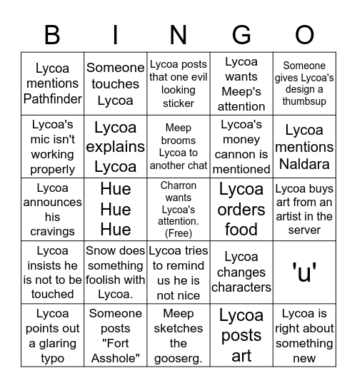 Goobro Bingo Card