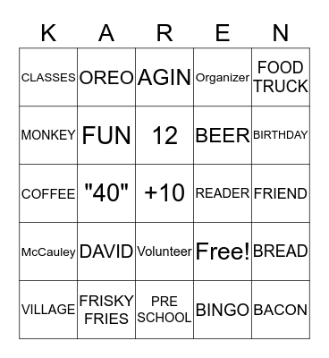 KAREN'S   BIRTHDAY   BINGO Card