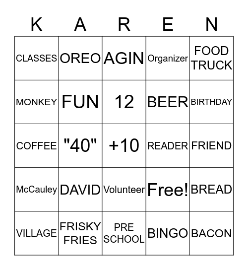 KAREN'S   BIRTHDAY   BINGO Card