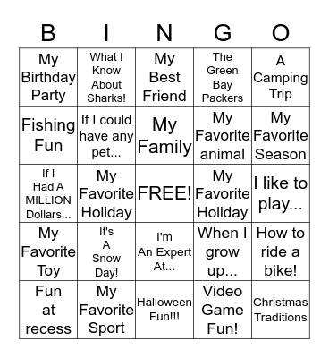 Journal Bingo! Bingo Card