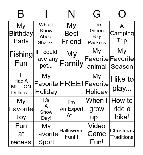 Journal Bingo! Bingo Card