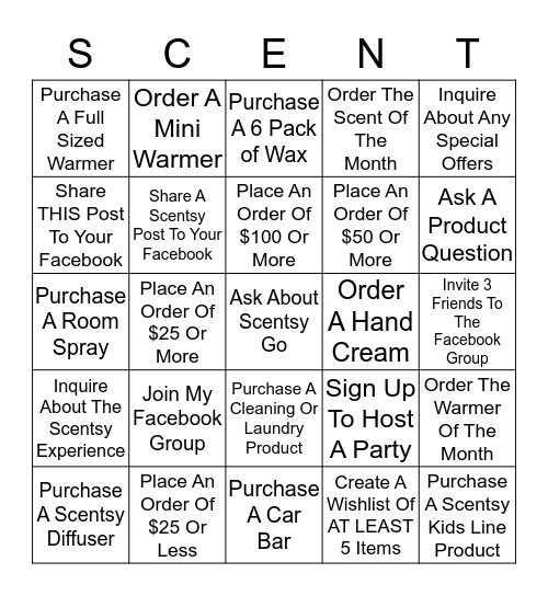 Bingo Giveaway Bingo Card