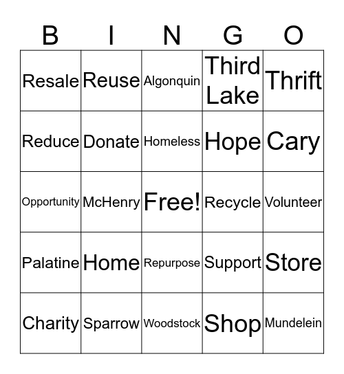 Sparrow's Nest Bingo Card