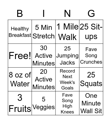 Fabulous Fitbit'ing Women Fitness Bingo Card