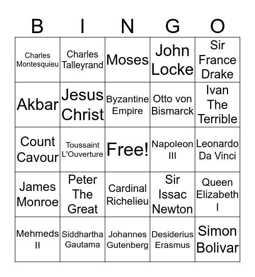 History of The World Part II Bingo Card