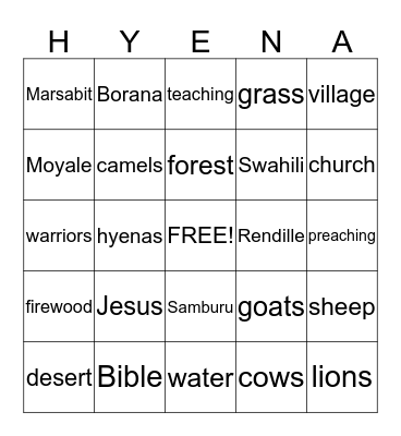 Northern Kenya Life Bingo Card