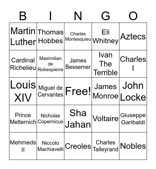 History of The World Part II Bingo Card