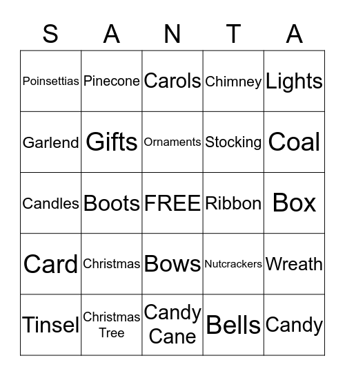 Santa Bingo Card