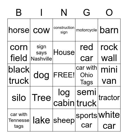 Travel  Bingo Card