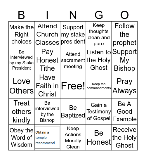 How to Prepare to Enter the Temple Bingo Card