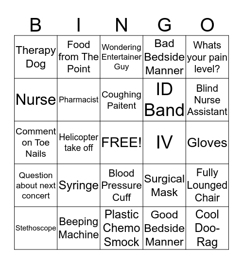 Chemo Bingo Card