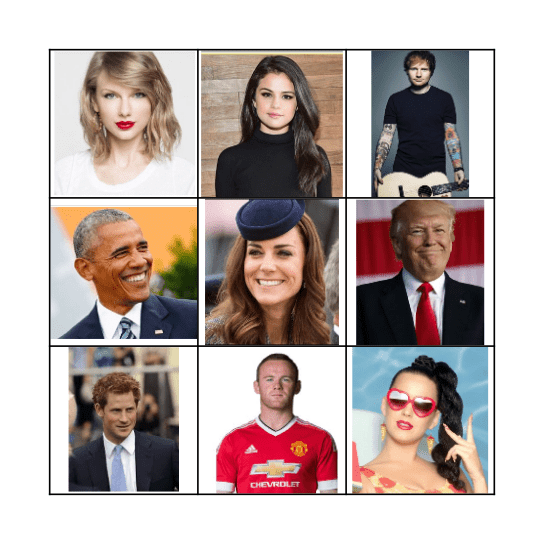 CELEBRITY BINGO 3 Bingo Card