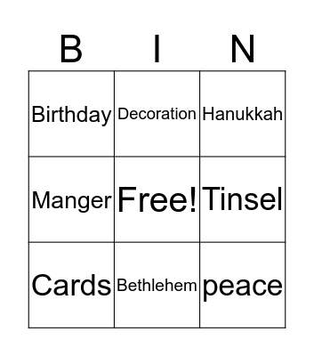 B I N G O ! Bingo Card