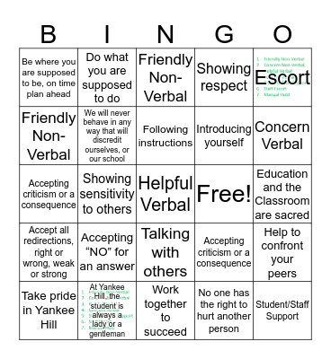 Norms Bingo Card