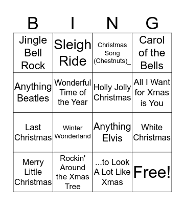 Christmas Radio Bingo Card