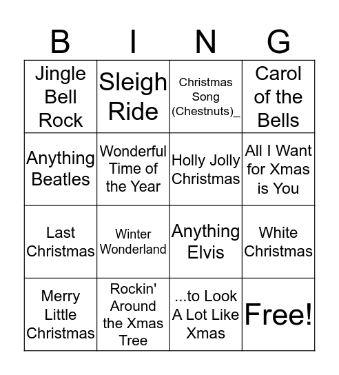 Christmas Radio Bingo Card