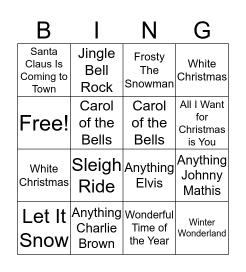 Christmas Radio Bingo Card