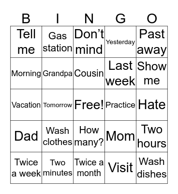 UNITS 4, 5, 6 ASL Bingo Card