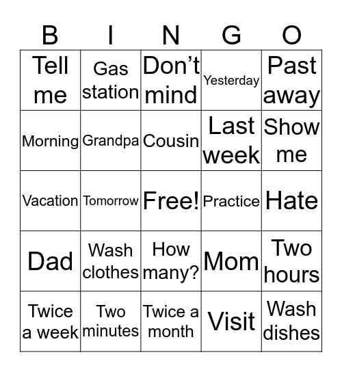 UNITS 4, 5, 6 ASL Bingo Card