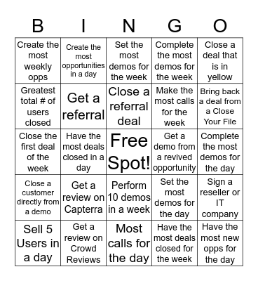 Identillect Sales Bingo Card