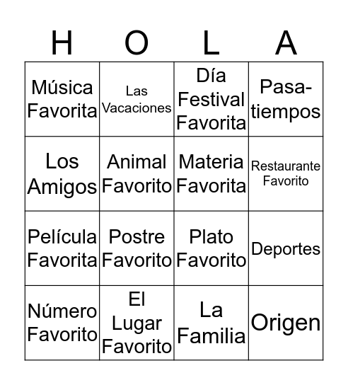 Conversation Bingo Card