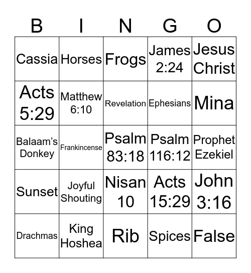 Bible Bingo - Let's Have Fun  Bingo Card