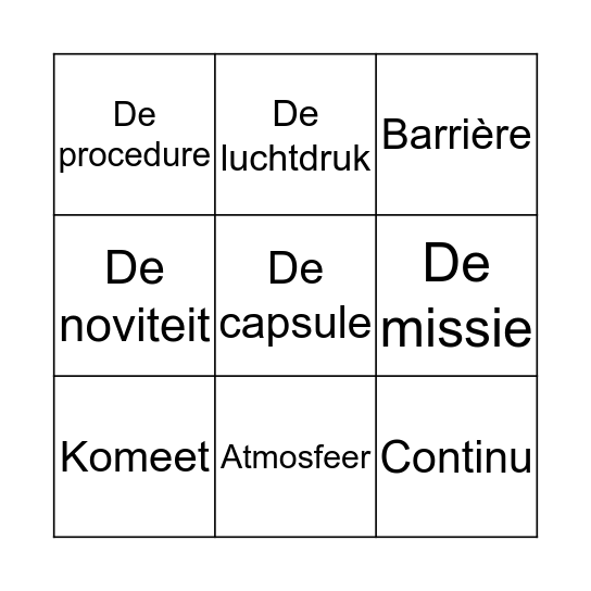 Woordenschat  Bingo Card